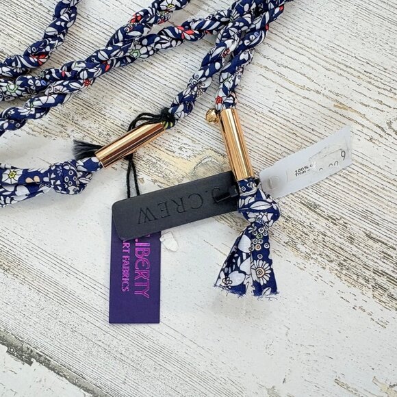 J Crew Liberty London Fabrics Junes Meadow Lawn Blue Lariat Belt NWT - Picture 3 of 9